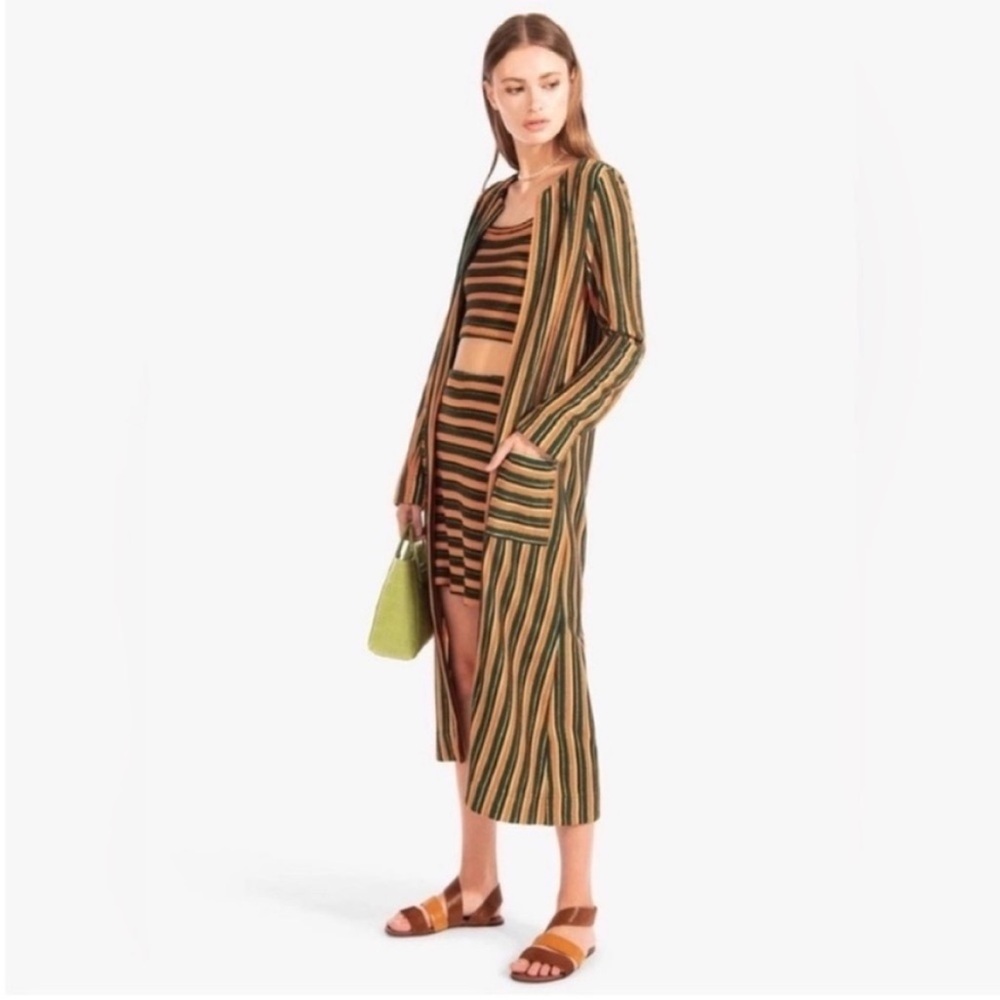 Staud Mia Striped Terry Cloth Robe - Picture 2 of 8